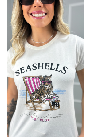 T-SHIRT PLUS - SEASHELLS (ONÇA) - OFF WHITE STONE