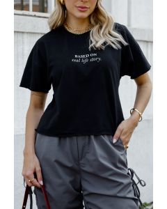 CROPPED OVERSIZE - BASED ON REAL LIFE - PRETO