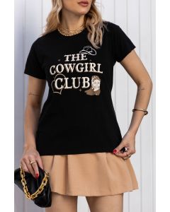 T-SHIRT PLUS SIZE - THE COWGIRL - PRETO ESTONADO