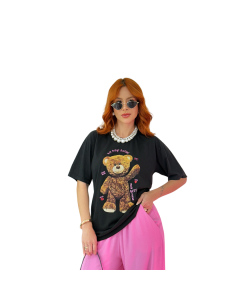 T-SHIRT OVERSIZE - HI! HEY! HELLO! - PRETO ESTONADA