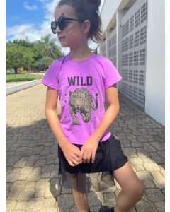 T-SHIRT INF. - WILD (TREND ONÇA) - LILÁS ESTONADO