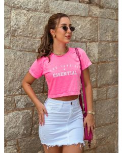 CROPPED ESTONADO - THE LOVE IS ESSENTIAL - ROSA FLUOR