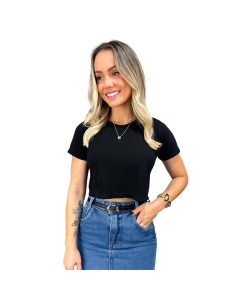 CROPPED SEM SILK - PRETO ESTONADO