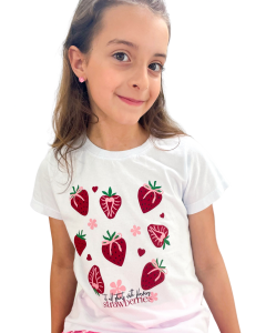 T-SHIRT INFANTIL - STRAWBERRIES - BRANCA