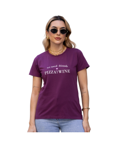 T-SHIRT PLUS SIZE - WE NEED FRIENDS - CABERNET ESTONADO