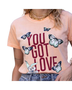 T-SHIRT PLUS SIZE - YOU GOT LOVE - LARANJA ESTONADO